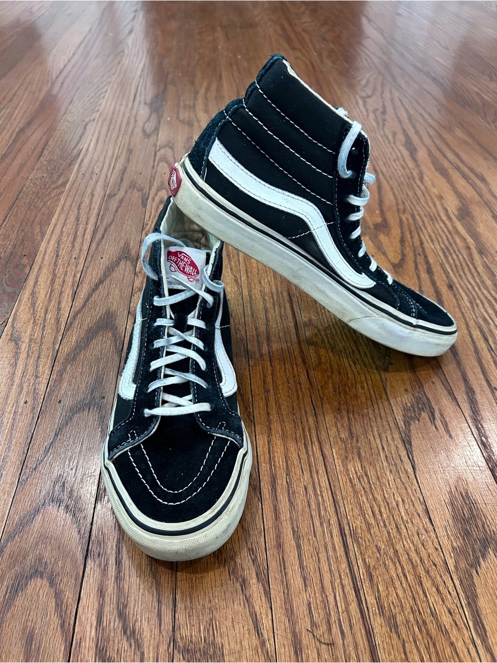 Vans Black & White High-Top Skate Sneakers - Womens 6.5